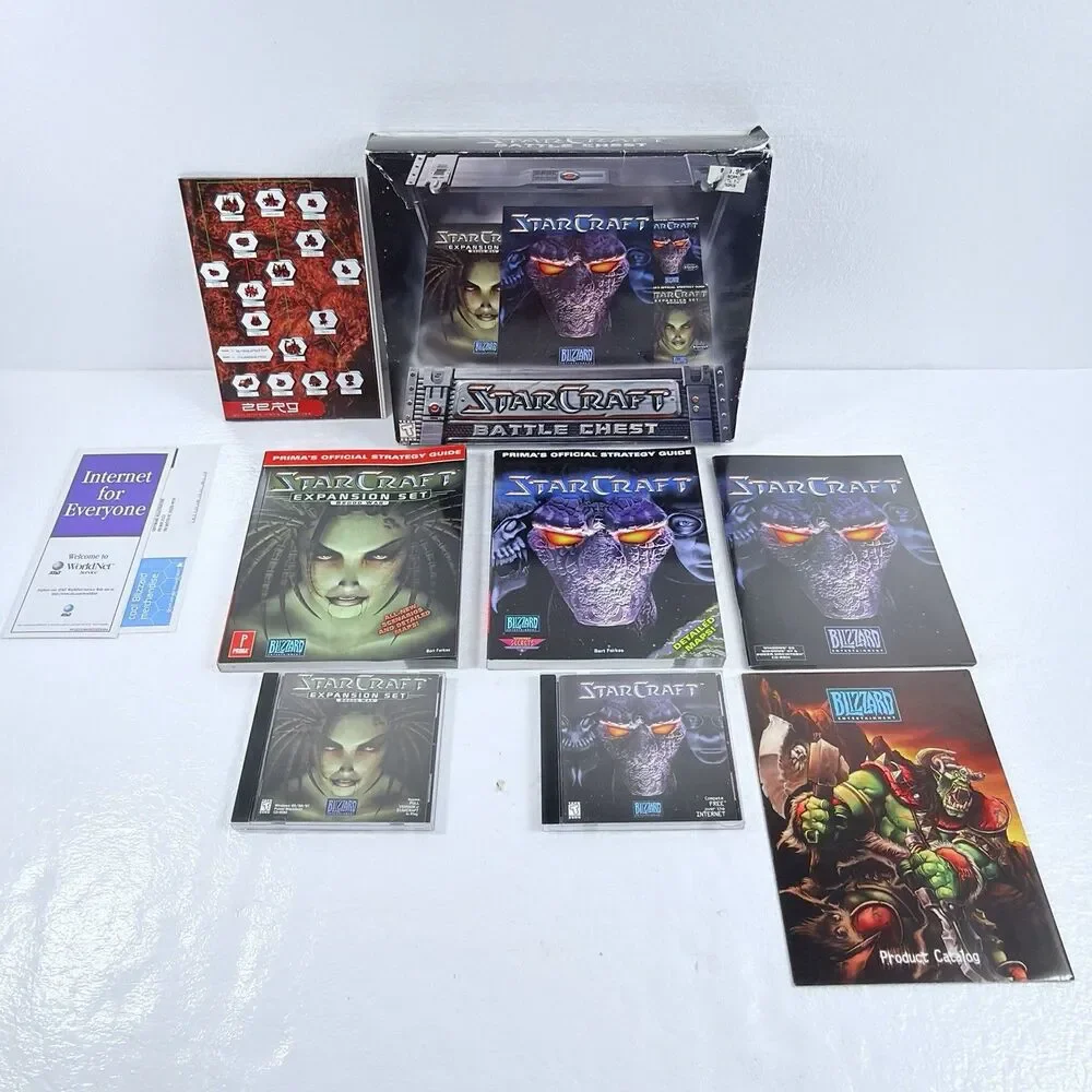 StarCraft Battle Chest PC Big Box Vintage Game With Expansion Brood War Manuals